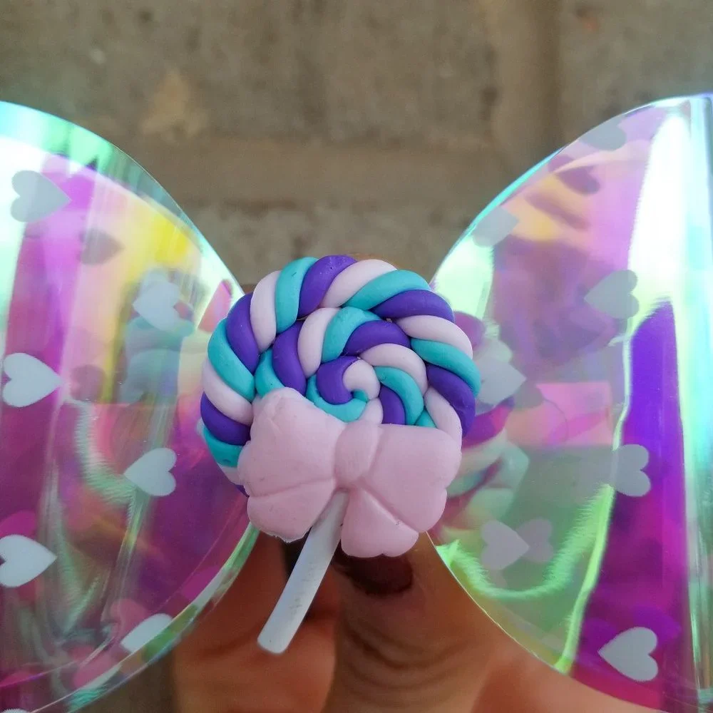 Holographic Lollipop candy bow kids girl kawaii barbiecore